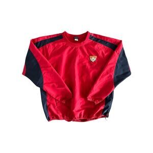 Cooperstown Dreams Park Men’s M Red Lined Pullover Windbreaker Jacket V Neck